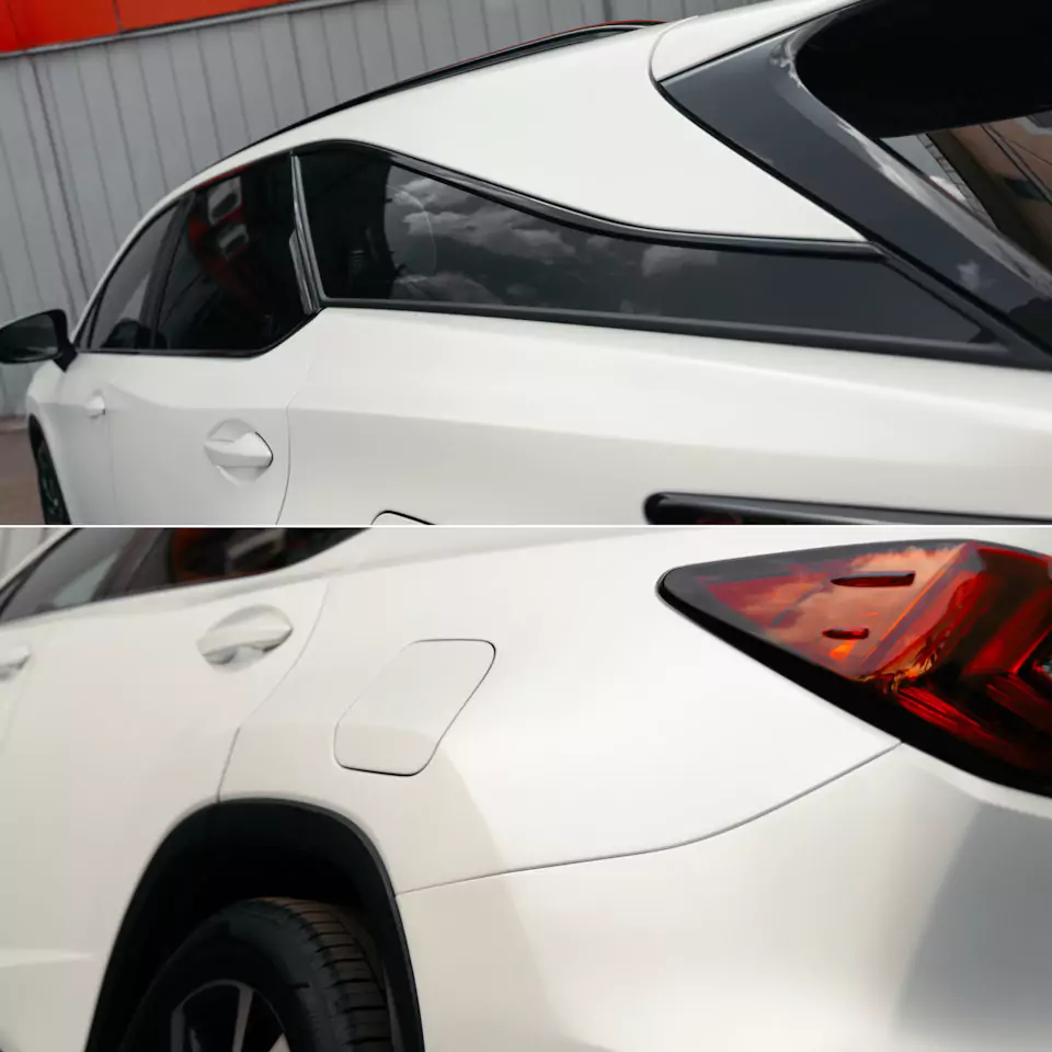 Вторая молодость для Lexus RX350L: кузовной ремонт и покраска, оклейка матовым полиуретаном, 